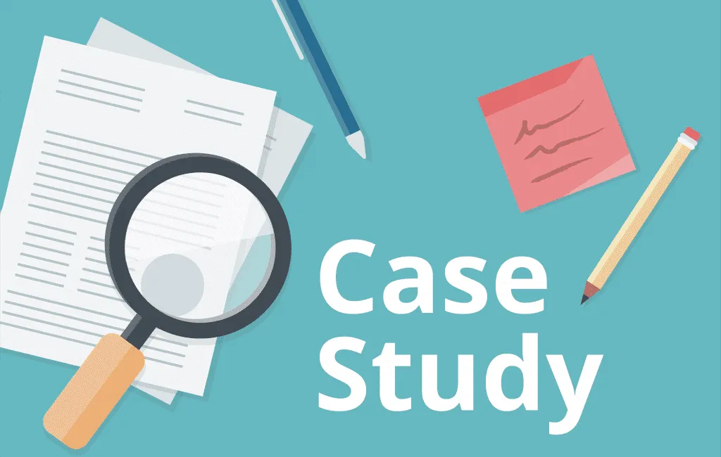 Visual representation of case studies with charts, graphs, documents, and a success journey, showcasing real project outcomes and impact.