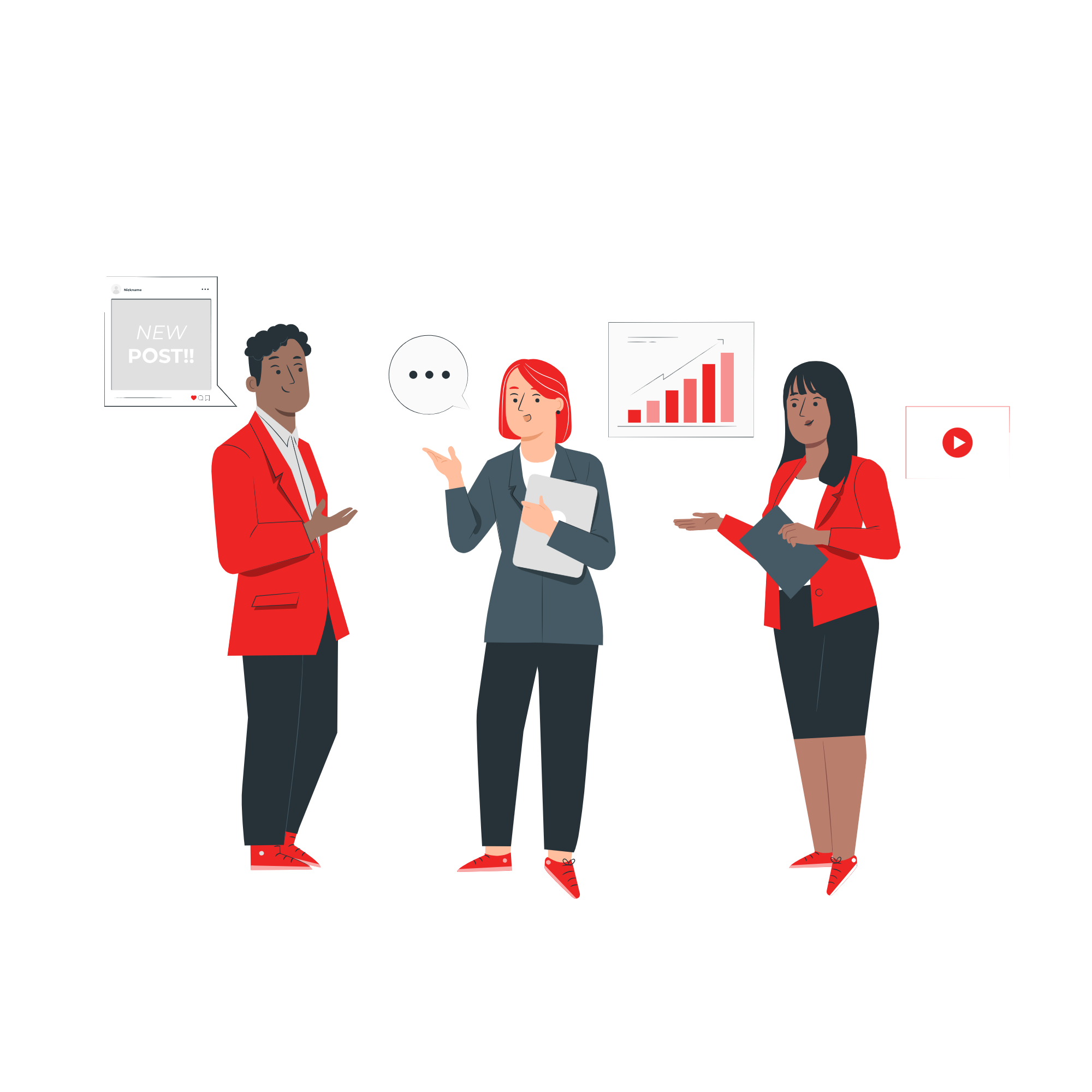 Team sitting around a table discussing content strategies with charts, notes, and digital screens, symbolizing collaborative planning for content growth.