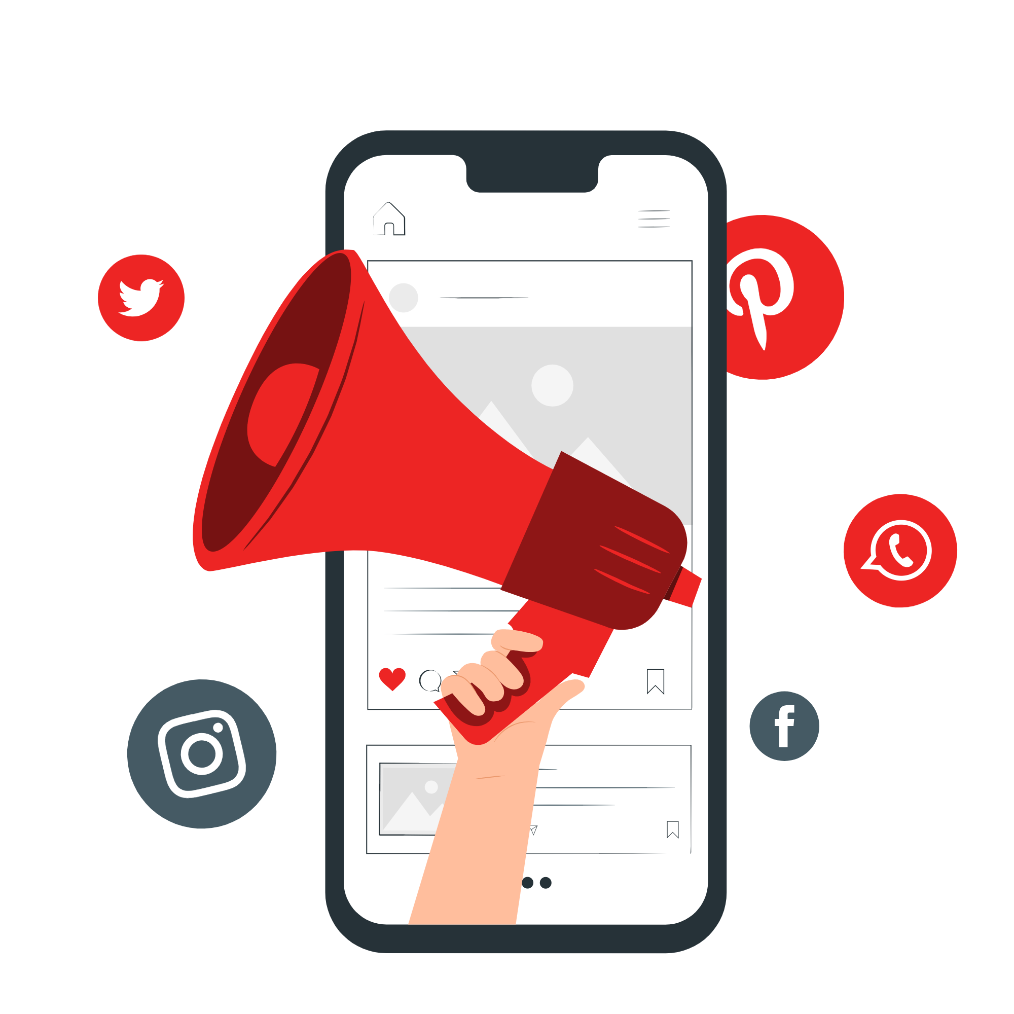 Smartphone with a popping microphone symbolizing video marketing, content creation, and digital brand communication.